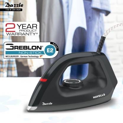 HAVELLS by Havells Dazzle 1100 W Dry Iron  (Black)