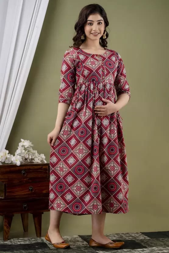 PALANI-HUB Women Maternity/Nursing Nighty (Pink)