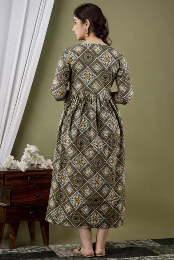 PALANI-HUB Women Maternity/Nursing Nighty (Mehandi)