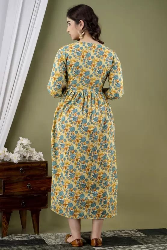 PALANI-HUB Women Maternity/Nursing Nighty (Lemon Blue)