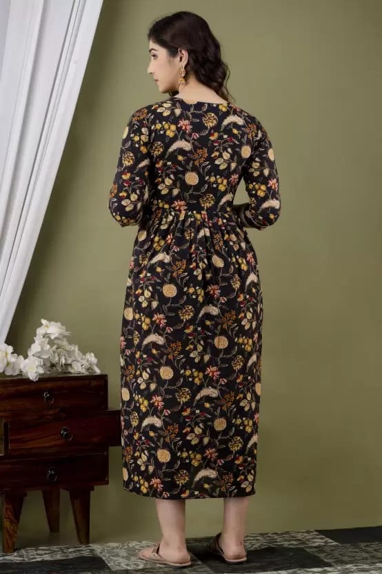 PALANI-HUB Women Maternity/Nursing Nighty (Black)