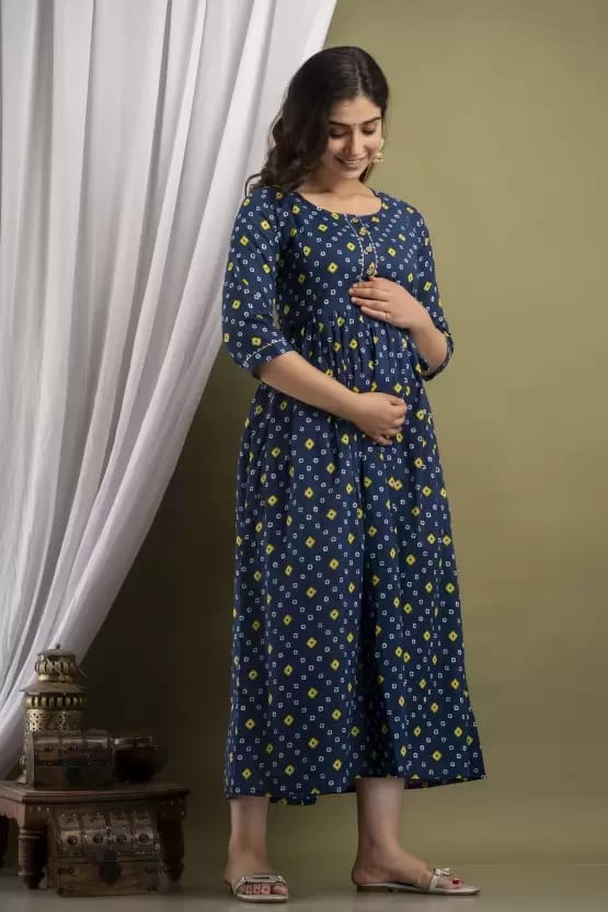 PALANI-HUB Women Maternity/Nursing Nighty (Blue)