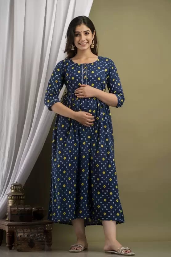 PALANI-HUB Women Maternity/Nursing Nighty (Blue)