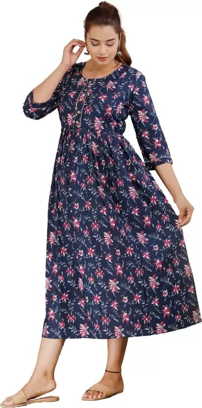 PALANI-HUB Women Maternity/Nursing Nighty (Blue)