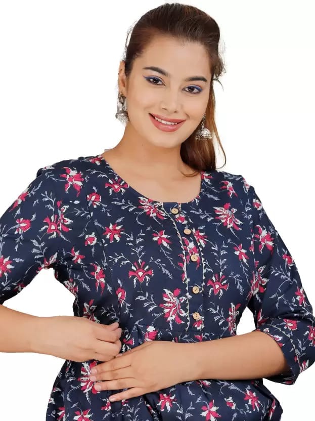 PALANI-HUB Women Maternity/Nursing Nighty (Blue)