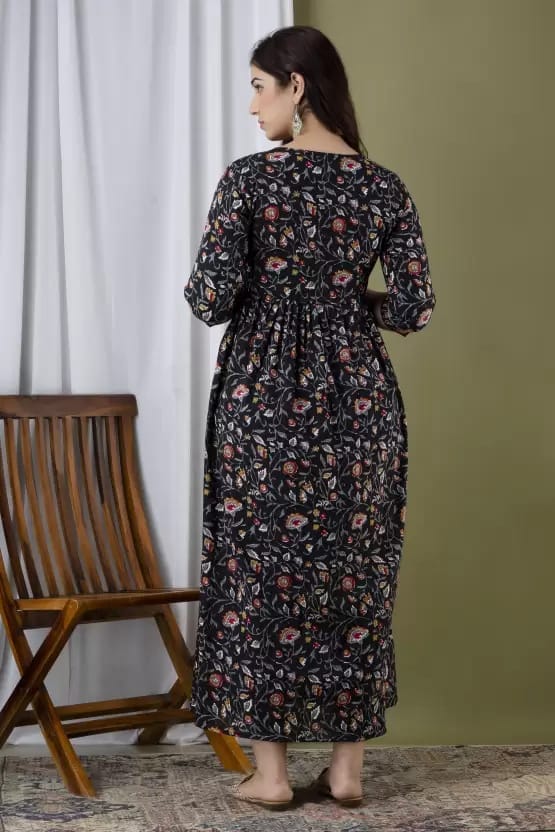 PALANI-HUB Women Maternity/Nursing Nighty (Black)