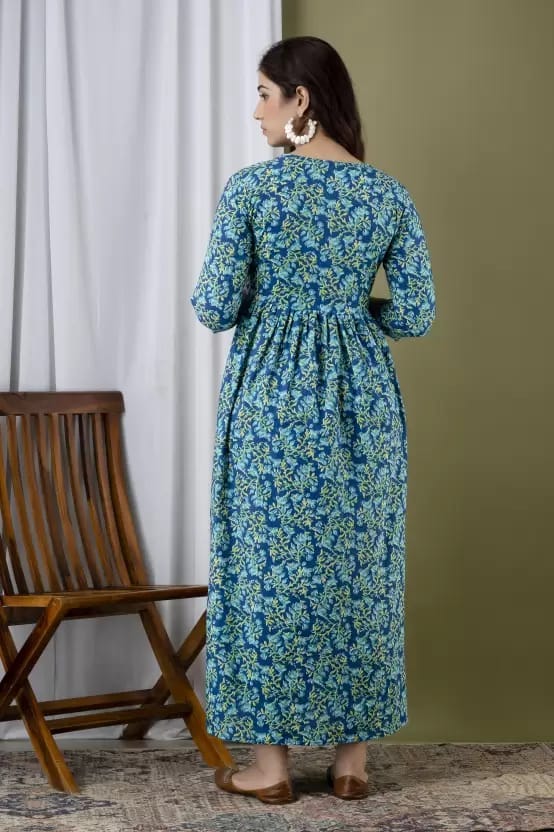 PALANI-HUB Women Maternity/Nursing Nighty (Light Blue)