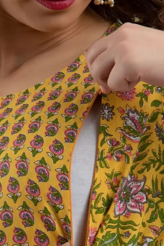 PALANI-HUB Women Maternity/Nursing Nighty (Yellow)