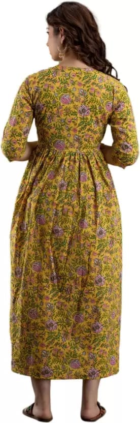 PALANI-HUB Women Maternity/Nursing Nighty (Yellow)