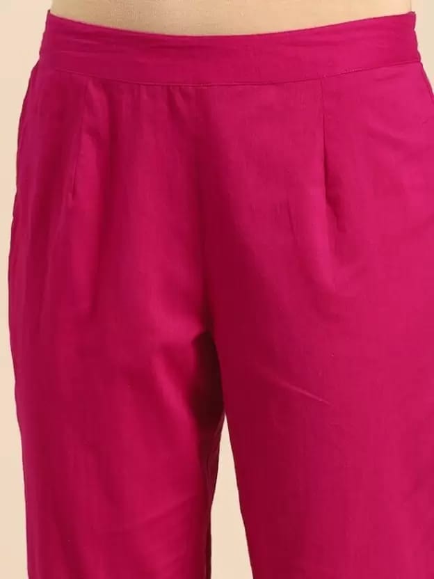 PALANI-HUB Women Viscose Rayon Kurta and Trousers Set-Pink