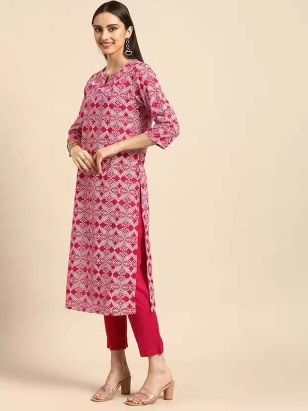 PALANI-HUB Women Viscose Rayon Kurta and Trousers Set-Pink