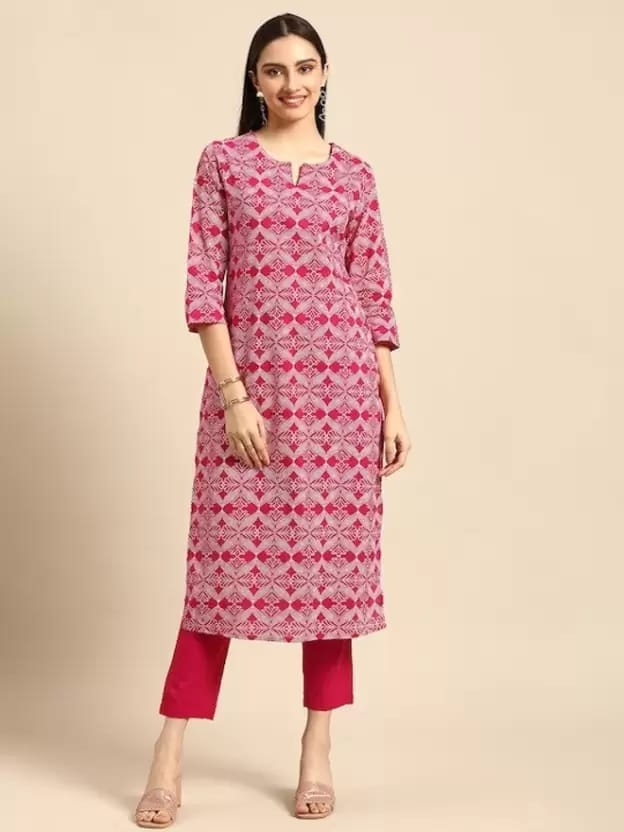 PALANI-HUB  Women Viscose Rayon Kurta and Trousers Set-Pink