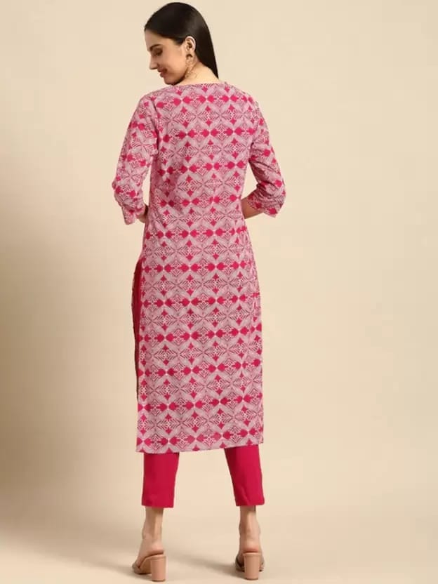 PALANI-HUB Women Viscose Rayon Kurta and Trousers Set-Pink