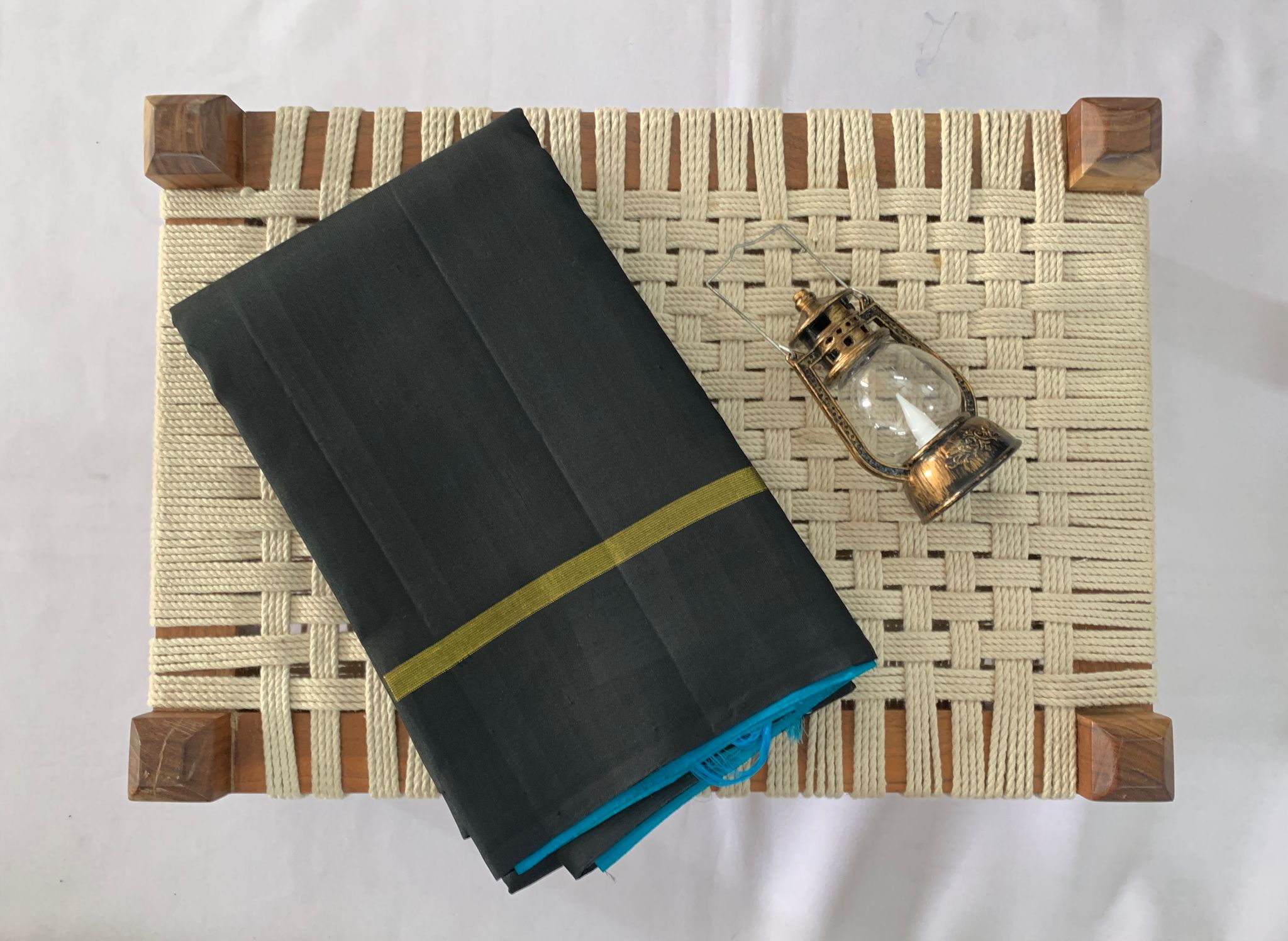 NVDHSB030 -Black with Pallu Blue Color Dobby  Handloom Silk Saree