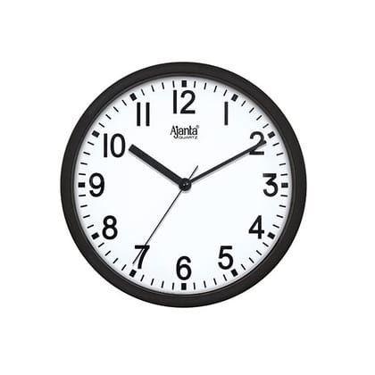 Ajanta Plastic Wall Clock, Simple Clock- 22.7Cm X 22.7 Black