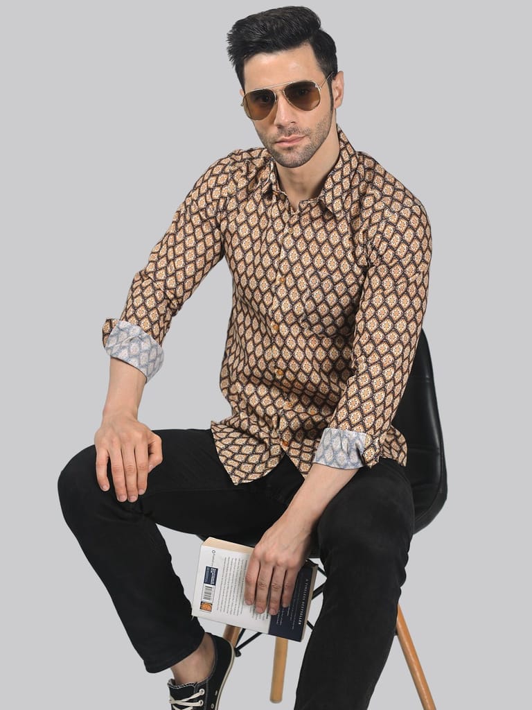 Edgy-romantic Men's Printed Shirt