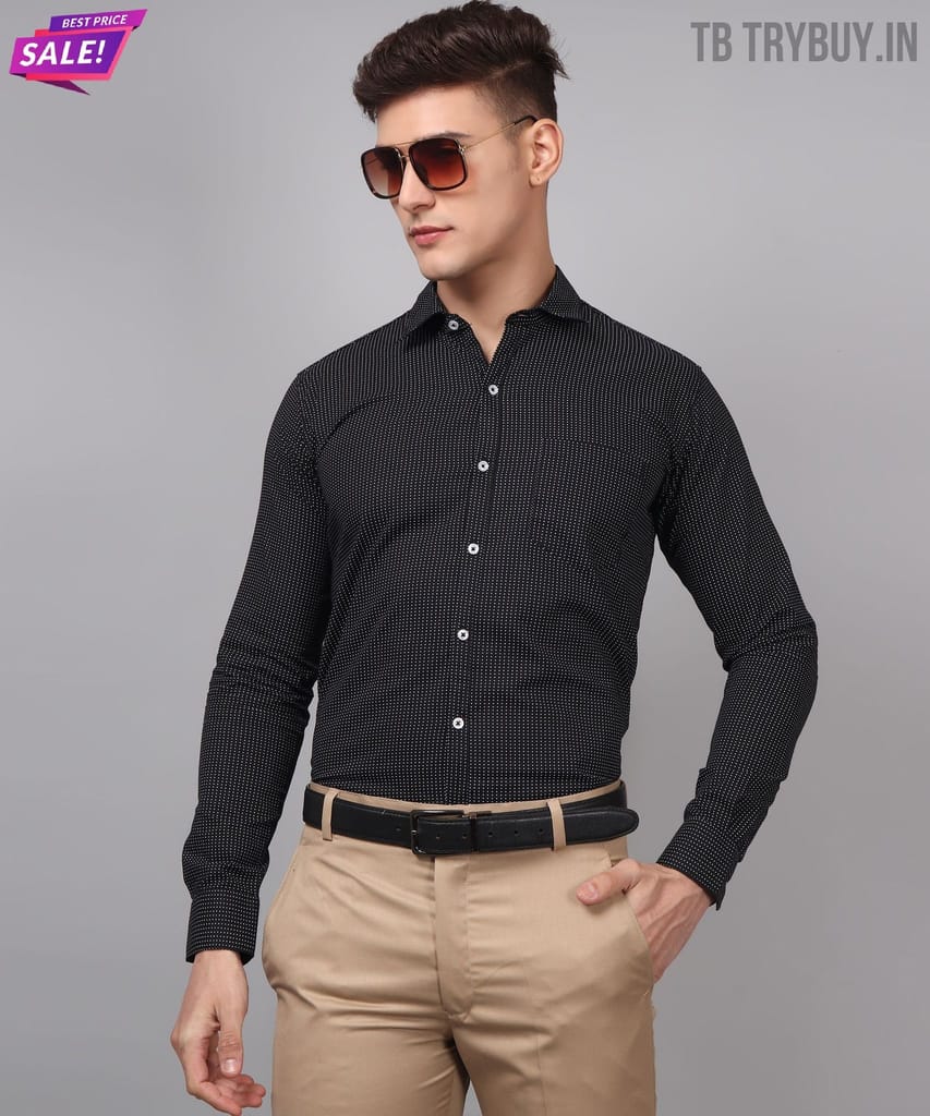 Dot Printed Black Men's Shirt