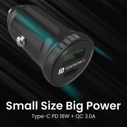 Portronics 20 W Turbo Car Charger  (Black)