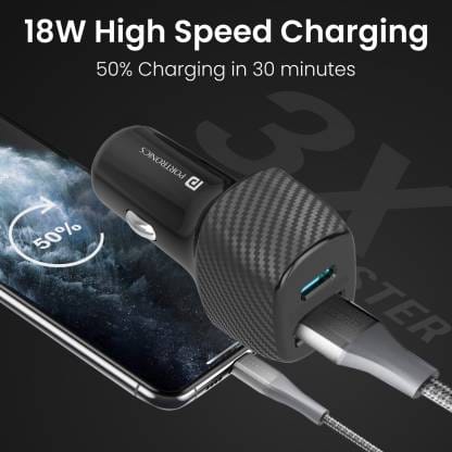 Portronics 51 W Turbo Car Charger  (Black)