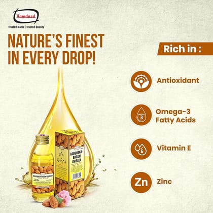 Hamdard RAUGHAN-E-BADAM SHIREEN Sweet Almond Oil for Body, Skin & Hair (100 ml)