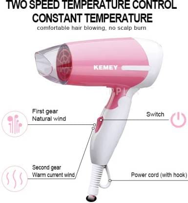 Kemei QUALX KM-6830 Hair Dryer  (1200 W, Pink)