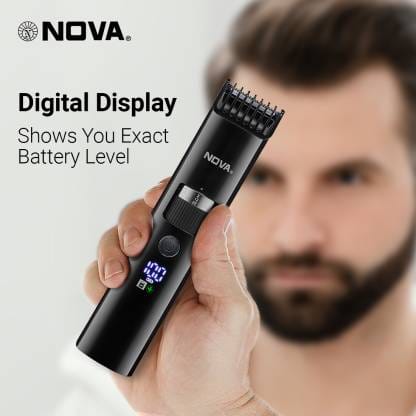 NOVA NHT 1100 Digital Waterproof Trimmer 200 min Runtime 60 Length Settings  (Black)