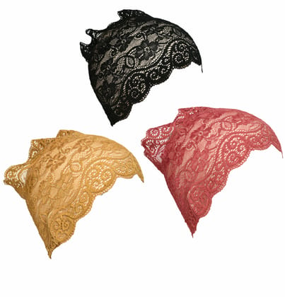 Girls and Womens Hijab Cap Hijab Headband, Under Hijab Scarf Black Golden and Light Maroon Naqab Head Scarf (3 pcs)