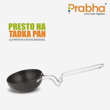 Presto Hard Anodised Tadkapan With Steel Handle For Dal Tadka Frying, Daal, Saag, Kadhi | 10 cm
