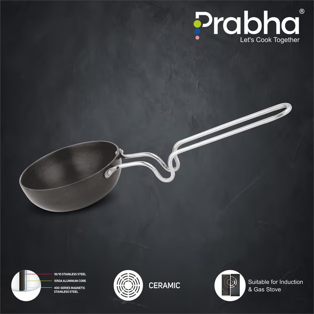 Presto Hard Anodised Tadkapan With Steel Handle For Dal Tadka Frying, Daal, Saag, Kadhi | 10 cm