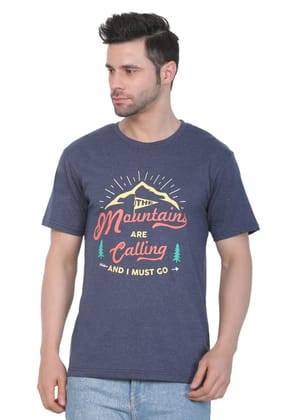 Men's Cotton Jersey Round Neck Printed Tshirt (Blue Melange, Size: XL)-PID43015 Men's Cotton Jersey Round Neck Printed Tshirt (Blue Melange, Size: XL)-PID43015