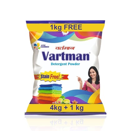 Vartman Double Power Detergent Washing Powder Lemon 4KG + 1KG Free