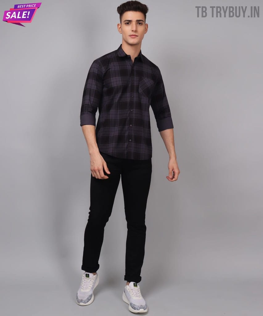 Men's Grey Checks Men's Shirt