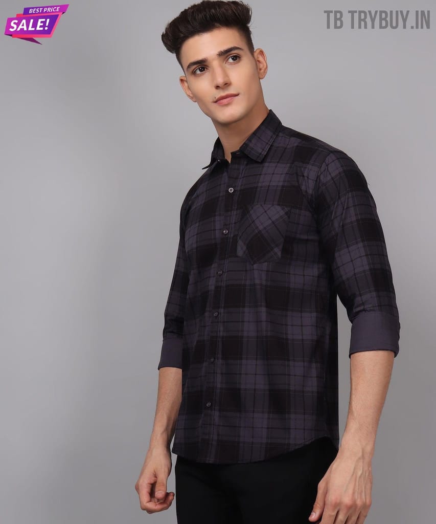 Men's Grey Checks Men's Shirt