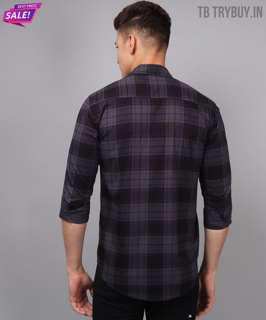 Men's Grey Checks Men's Shirt