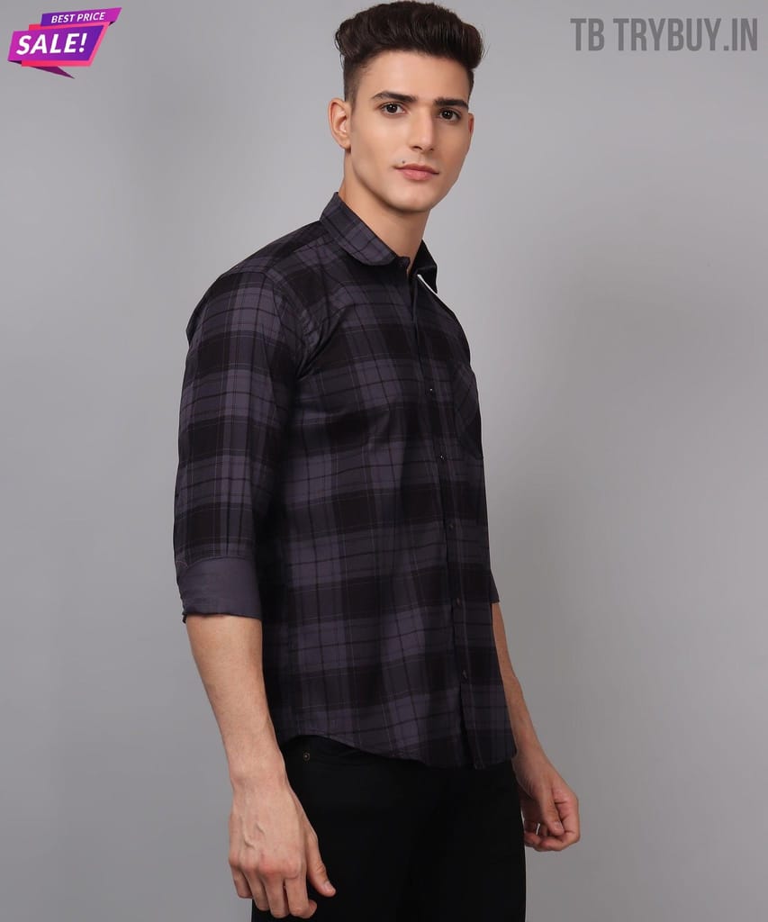 Men's Grey Checks Men's Shirt