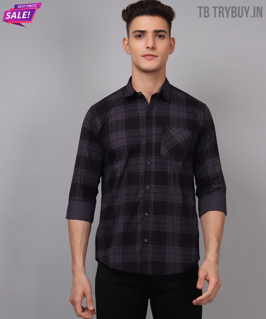 Men's Grey Checks Men's Shirt