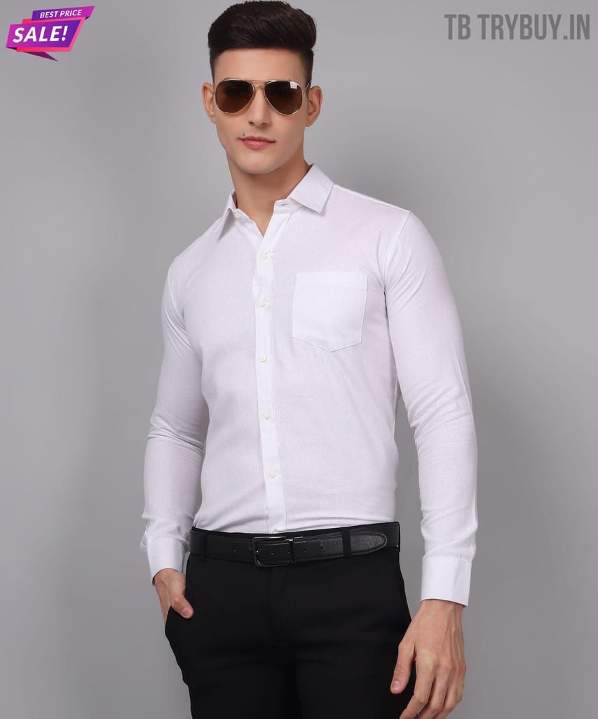 Luxe White Men's Shirt | 100% Cotton