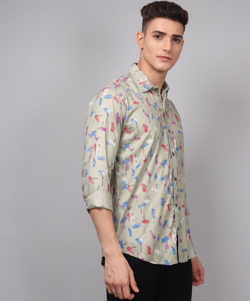 Cotton Multi Colored Printed Men's Shirt