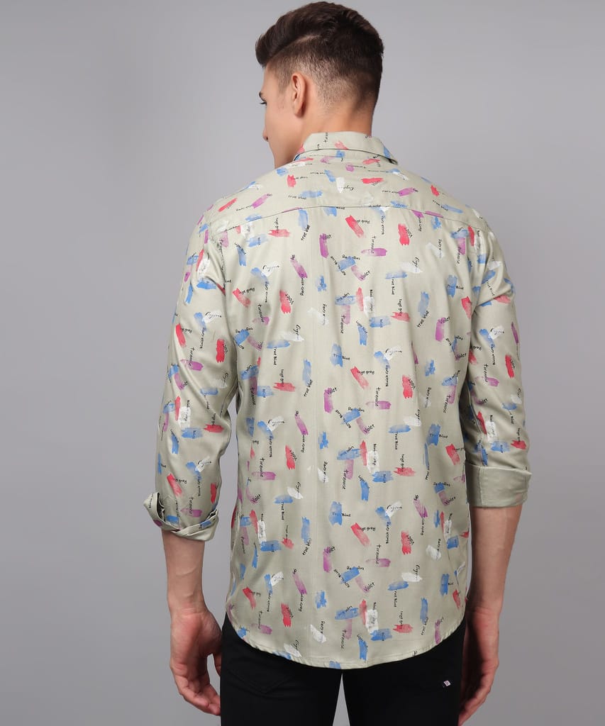 Cotton Multi Colored Printed Men's Shirt