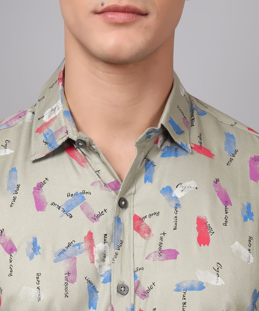 Cotton Multi Colored Printed Men's Shirt