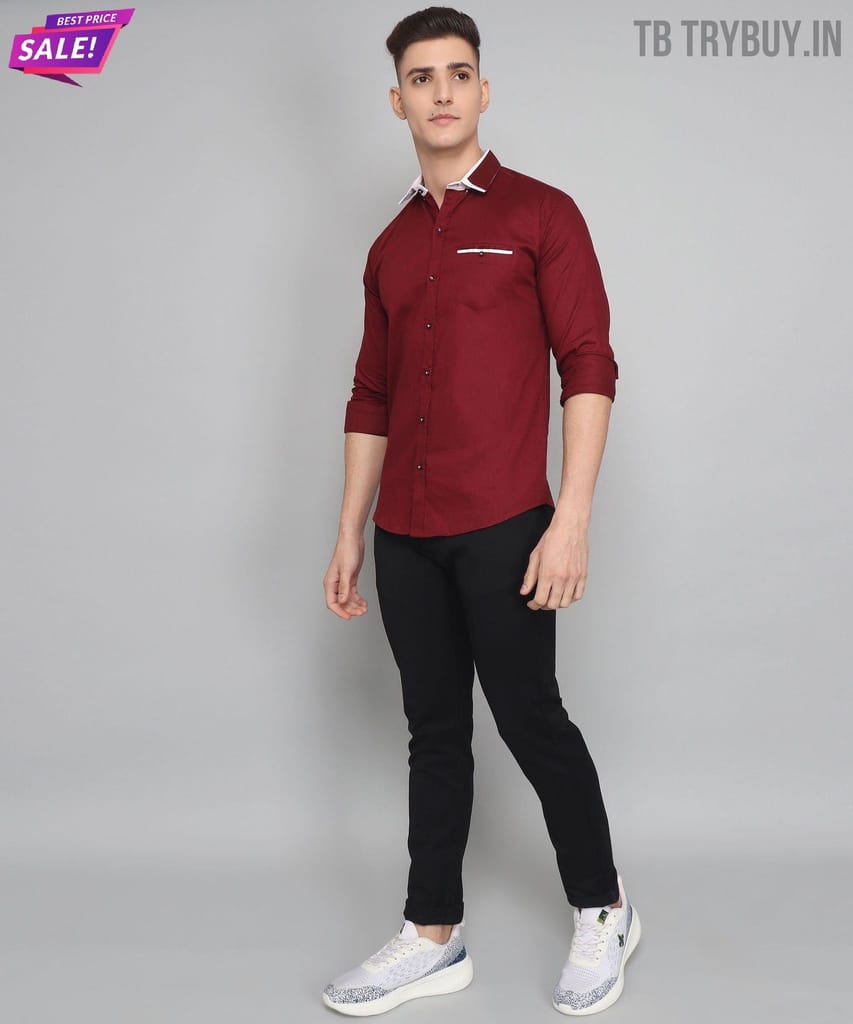 New Maroon Shirt Men