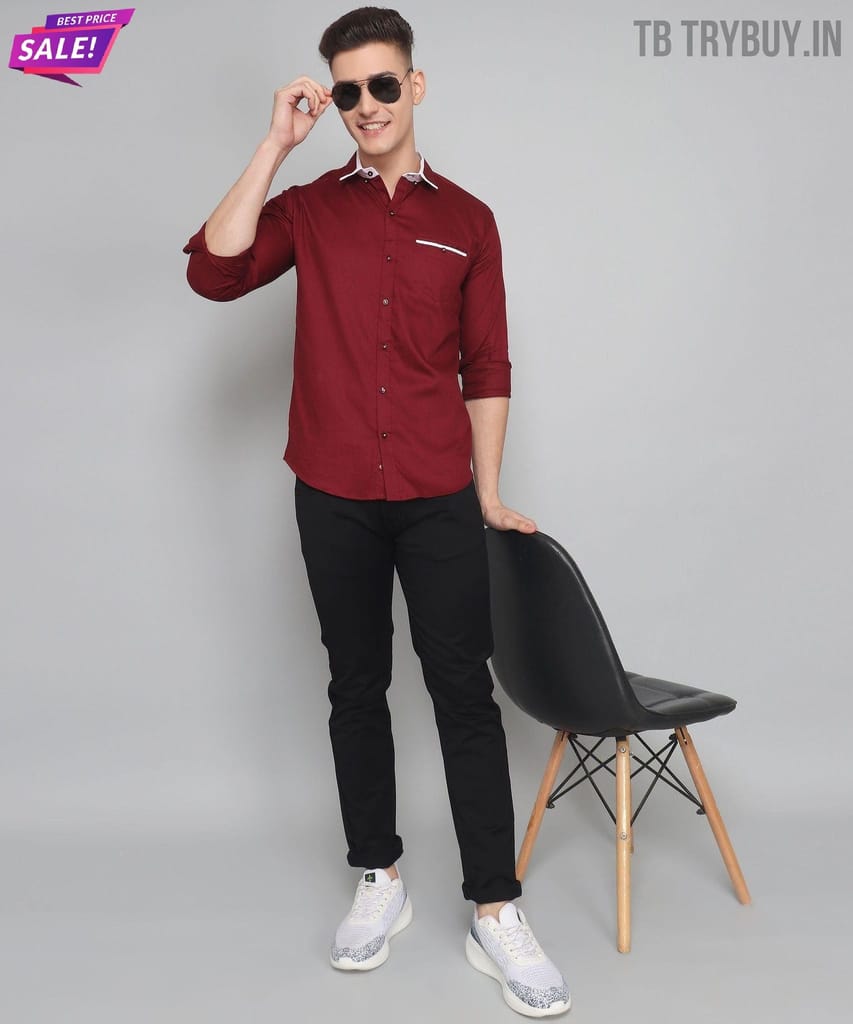 New Maroon Shirt Men