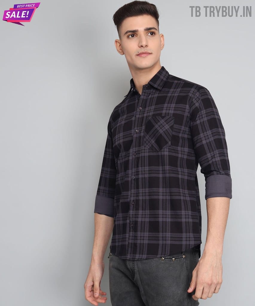 Black Grey Check Men's Shirt