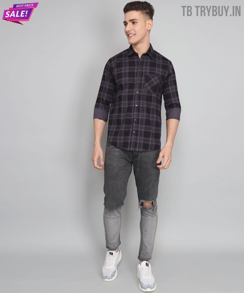 Black Grey Check Men's Shirt