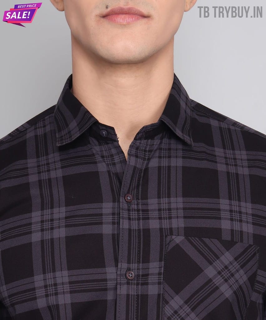 Black Grey Check Men's Shirt