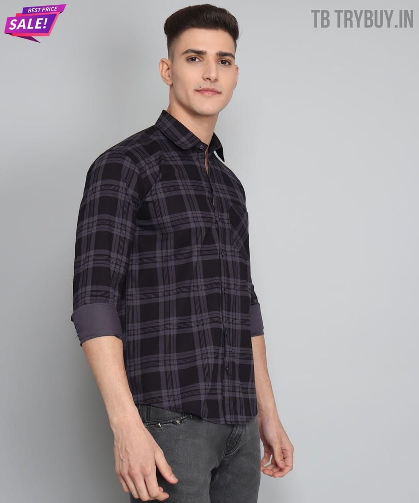 Black Grey Check Men's Shirt