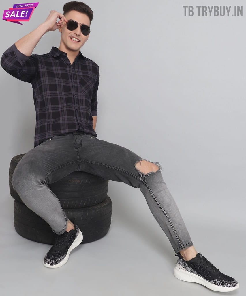 Black Grey Check Men's Shirt