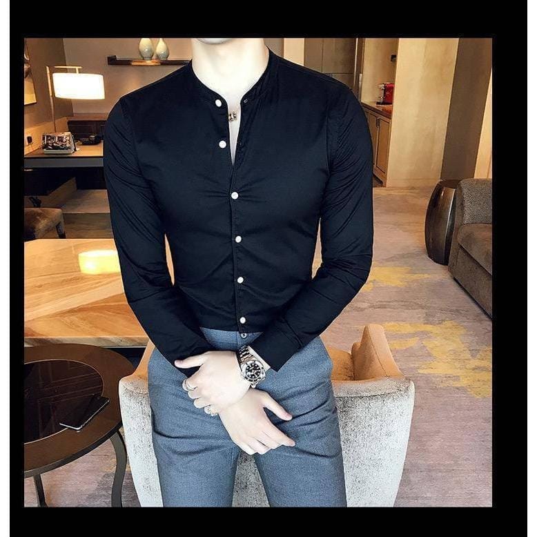 Black Solid Men's Shirt