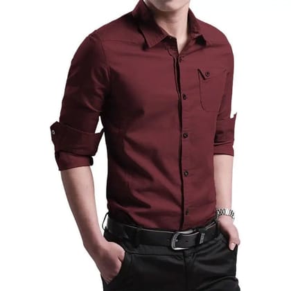 Crawl Flap Pocket WineRed Shirt for Men