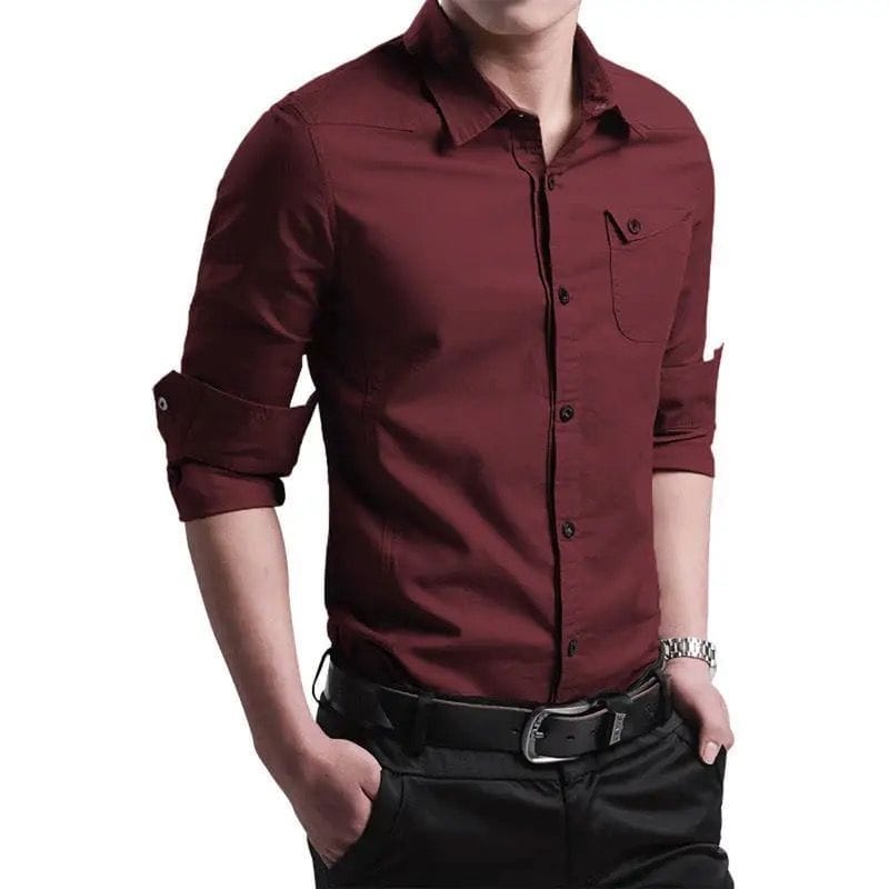 Crawl Flap Pocket WineRed Shirt for Men